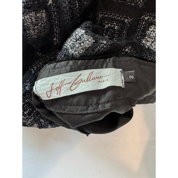 Jeff Gallano Black Gray Skirt Suit Geometric Jacket Skirt France T2 Medium MINT - Picture 12 of 16